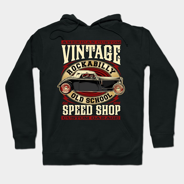 AMERIICAN VINTAGE HOTROD CAR Hoodie by KANDIM'S Studio